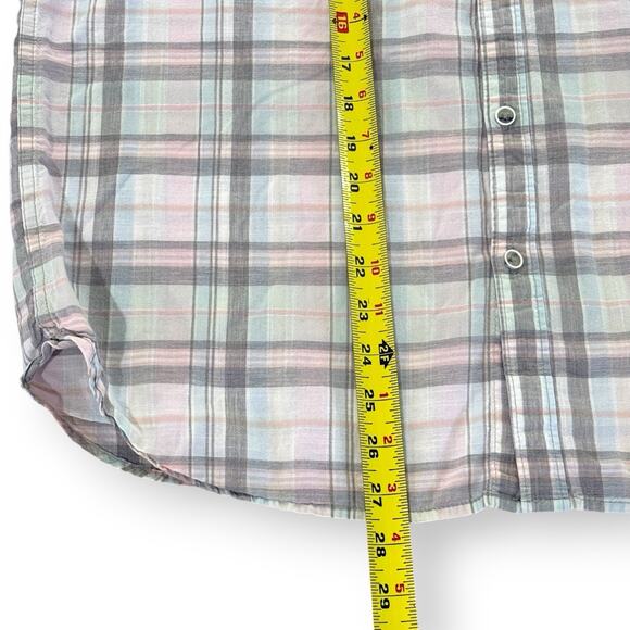 DENIM & FLOWERS Men’s Slim Fit Shirt Plaid Button Up Short Sleeve Size Large - Picture 7 of 7